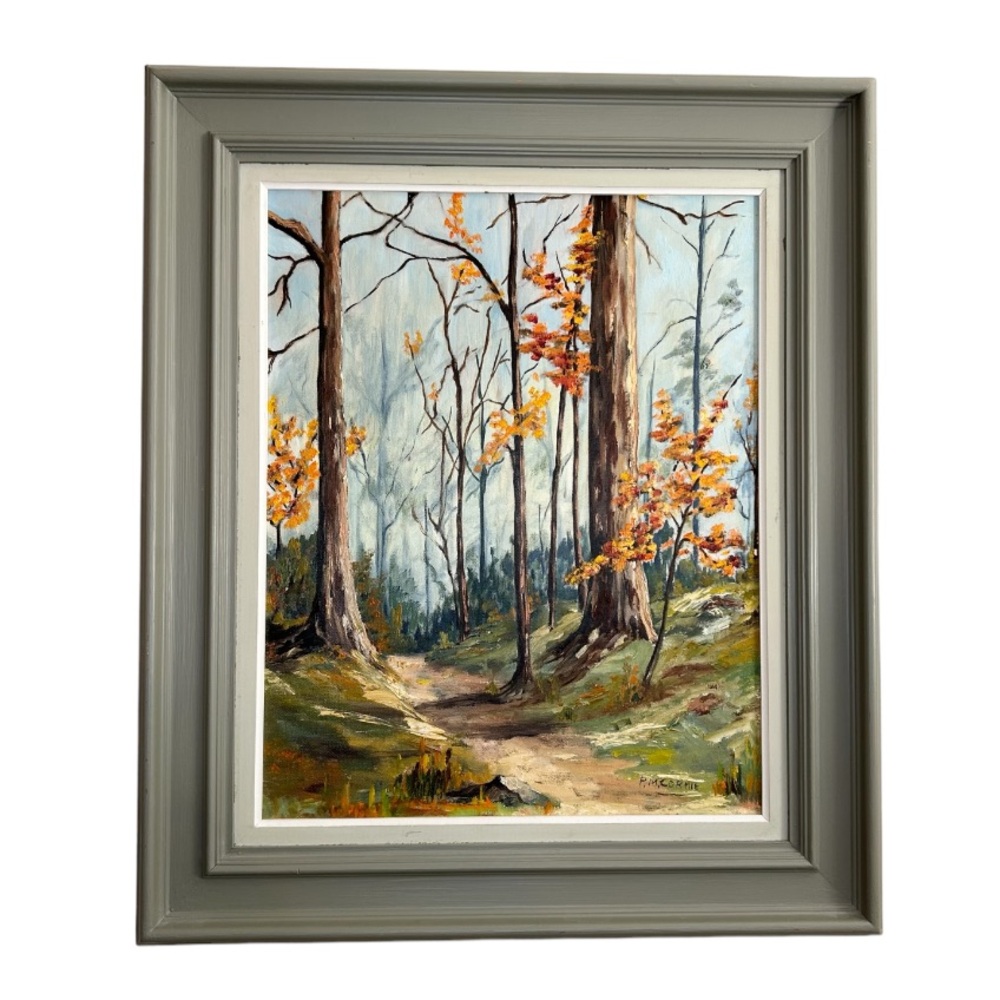 Vintage Original Forest Painting